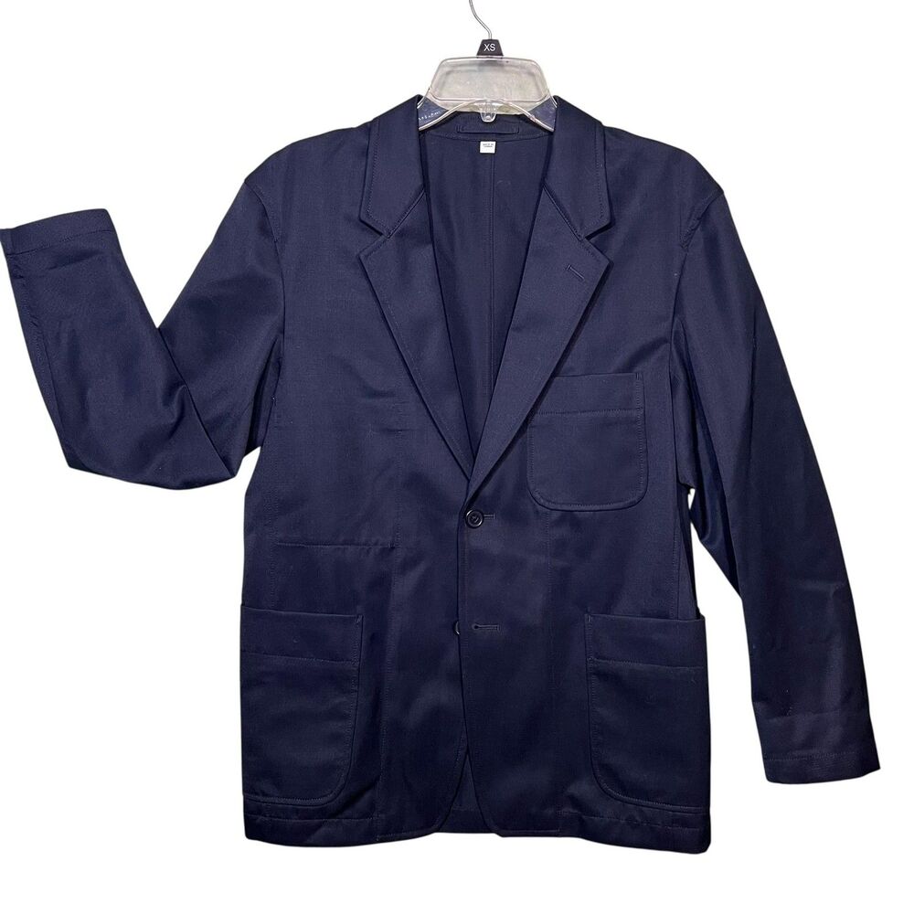 Uniqlo U Blazer Women's XS Navy Blue Wool Blend Workwear Utility Jacket Pockets